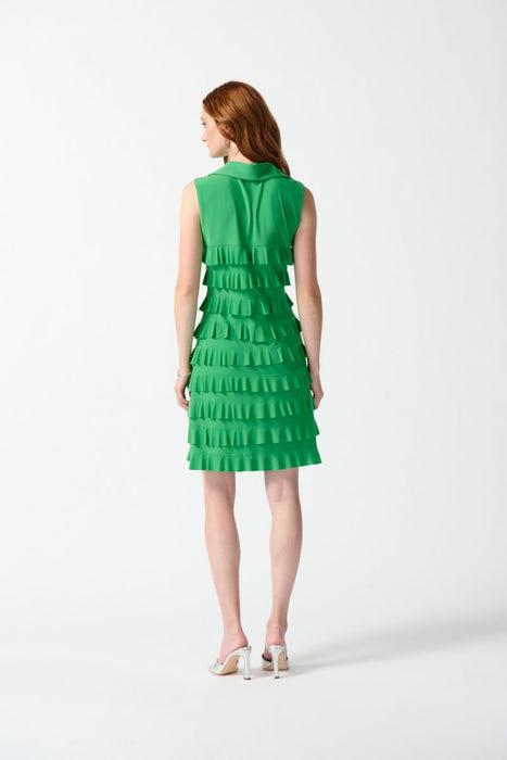 Joseph Ribkoff Tiered Ruffles Zip Front Sleeveless Shift Dress 242116