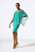 Joseph Ribkoff Style 243797 Jade Stone Embellished Chiffon Overlay Sheath Dress