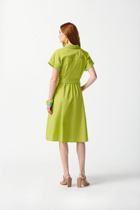 Joseph Ribkoff Key Lime Collared Short Sleeve Fit & Flare Shirt Dress 242914