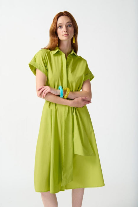 Joseph Ribkoff Key Lime Collared Short Sleeve Fit & Flare Shirt Dress 242914