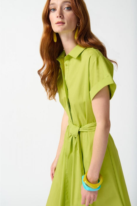 Joseph Ribkoff Key Lime Collared Short Sleeve Fit & Flare Shirt Dress 242914