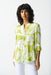 Joseph Ribkoff 242184 Key Lime/Vanilla Mandarin Collared 3/4 Sleeve Boxy Top