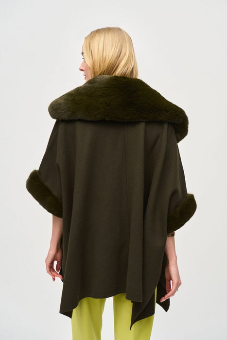 Joseph Ribkoff Faux Fur Trim Oversized Cape 243930