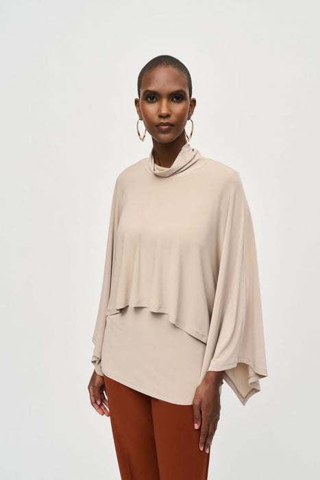 Joseph Ribkoff 243020 Dune Layered Style 3/4 Kimono Sleeve Turtle Neck Tunic Top