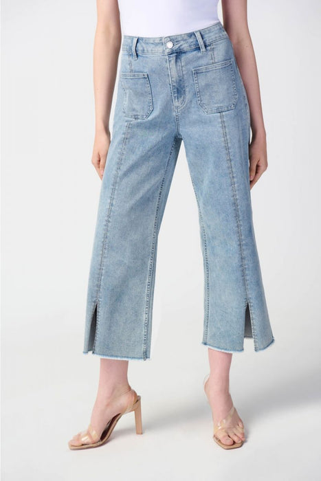 Joseph Ribkoff 241903 Light Blue Embellished Culotte Jean Pants