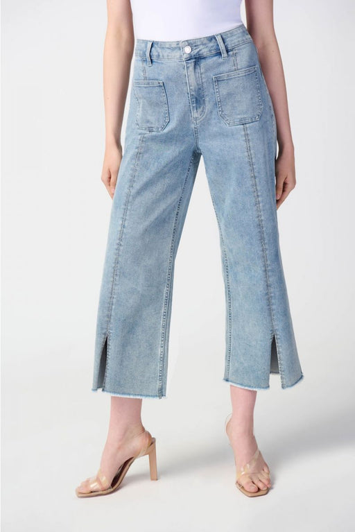 Joseph Ribkoff 241903 Light Blue Embellished Culotte Jean Pants