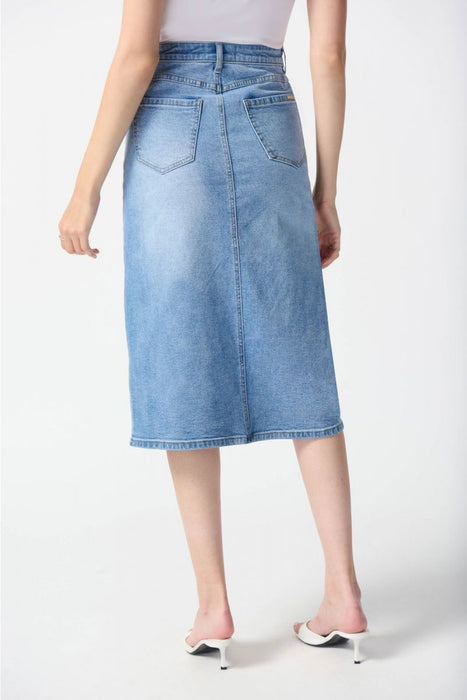 Joseph Ribkoff Light Blue Split Front Denim A-Line Jean Skirt 242919