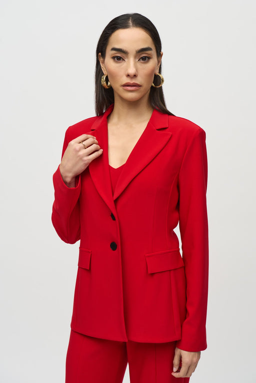 Joseph Ribkoff Style 244095 Lipstick Red Fitted Long Sleeve Blazer Jacket