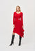 Joseph Ribkoff Style 243153 Lipstick Red Long Sleeve Asymmetric Midi Fit And Flare Dress