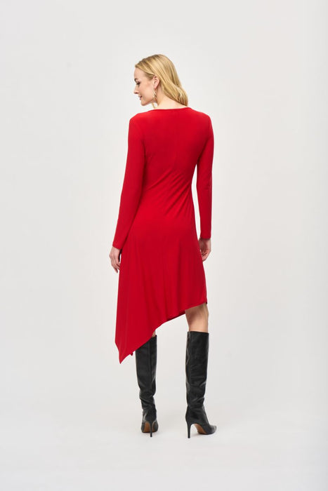 Joseph Ribkoff Long Sleeve Asymmetric Midi Fit And Flare Dress 243153