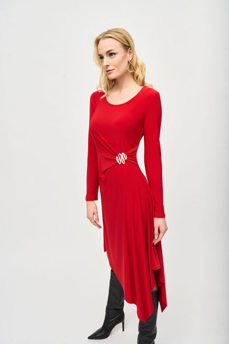 Joseph Ribkoff Long Sleeve Asymmetric Midi Fit And Flare Dress 243153