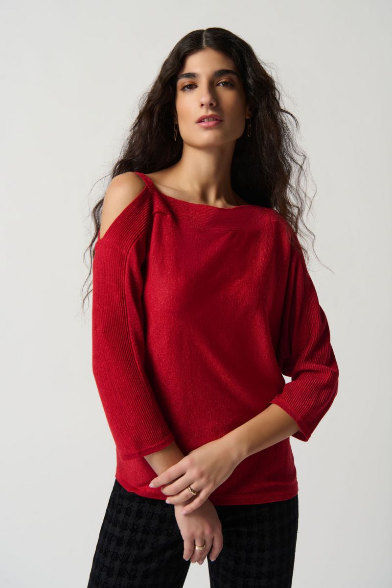 Red cold shoulder discount sweater