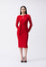 Joseph Ribkoff Style 243032 Lipstick Red Waist Tie Keyhole Neck Midi Sheath Dress