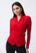 Joseph Ribkoff Style 243152 Lipstick Red Wrap Front V-Neck Long Sleeve Top