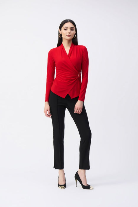 Joseph Ribkoff Wrap Front V-Neck Long Sleeve Top 243152