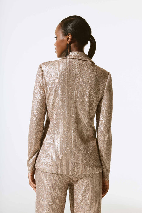 Joseph Ribkoff Matte Gold Sequined Long Sleeve Blazer Jacket 243772