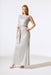 Joseph Ribkoff Style 243775 Matte Silver Sequined Formal Evening Long Dress