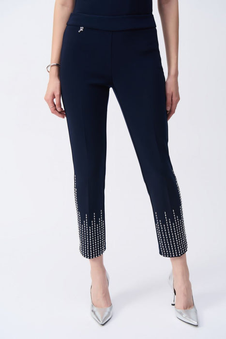 Joseph Ribkoff Style 243732 Midnight Blue Embellished Pull-On Cropped Pants