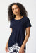 Joseph Ribkoff Style 241290 Midnight Blue Knot Front Short Sleeve T-Shirt Top