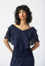 Joseph Ribkoff Style 241020 Midnight Blue Tiered Chiffon Overlay V-Neck Top