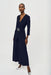 Joseph Ribkoff Style 243079 Midnight Blue Wrap Front 3/4 Sleeve Wide-Leg Jumpsuit