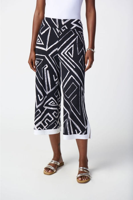 Joseph Ribkoff 241280 Midnight/Vanilla Abstract Print Pull On Culotte Pants