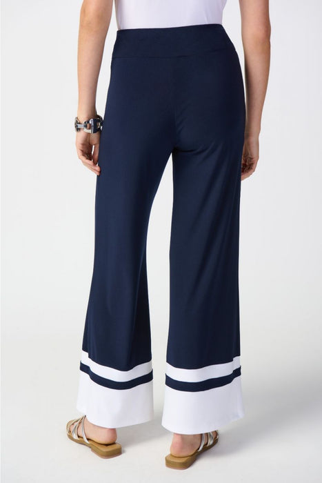 Joseph Ribkoff Midnight/Vanilla Color-Block Pull On Wide Leg Pants 241292