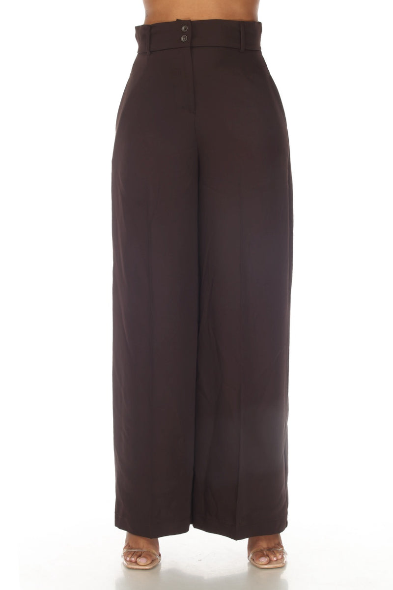 Joseph Ribkoff Mocha High Rise Classic Wide Leg Dress Pants 233140 NEW —  AfterRetail