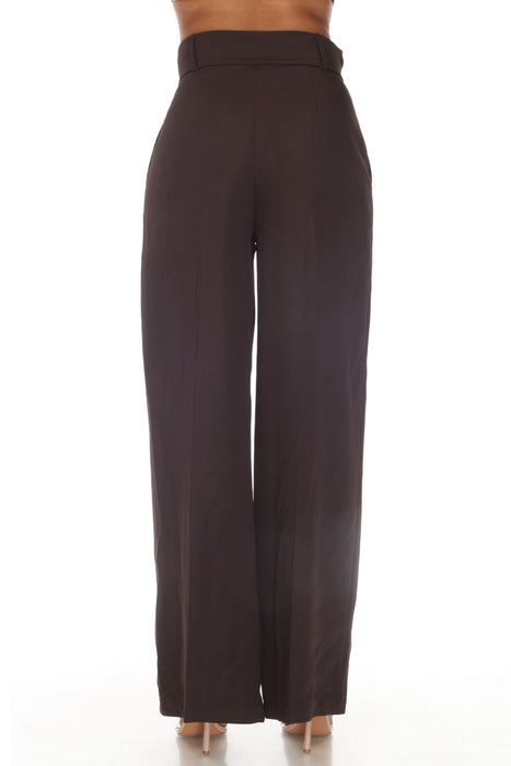 Joseph Ribkoff Mocha High Rise Classic Wide Leg Dress Pants 233140