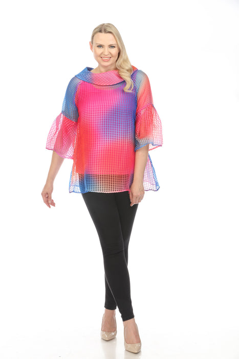 Joseph Ribkoff Multi Gradient Check Semi-Sheer 2-Piece Tunic Top 242109