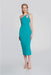 Joseph Ribkoff Style 242708 Ocean Blue Keyhole Embellished One-Shoulder Midi Sheath Dress