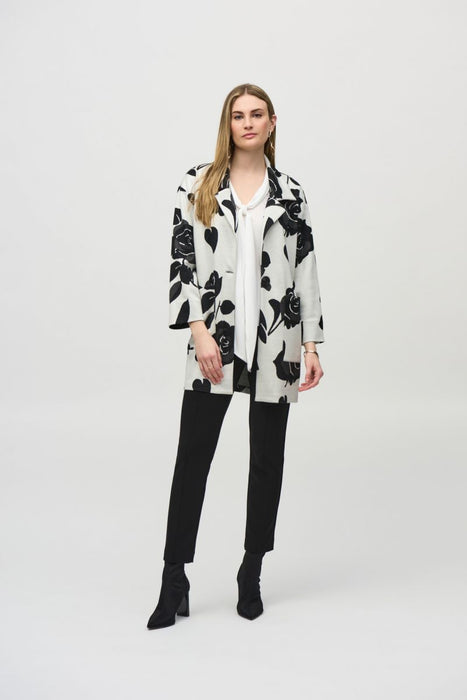 Joseph Ribkoff Off-White/Multi Floral Print Knit Coat Jacket 244099