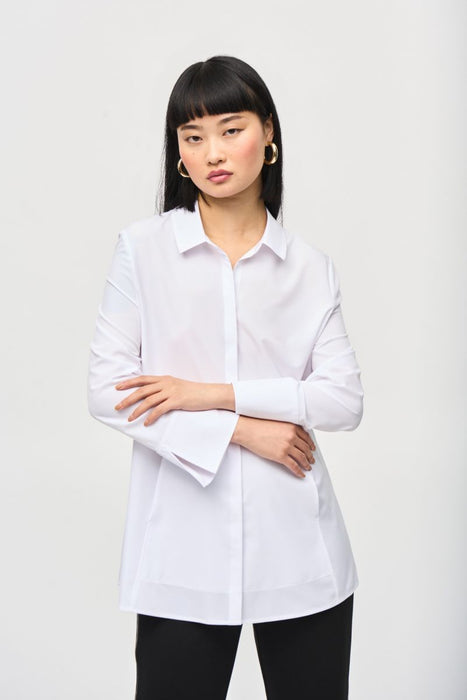 Joseph Ribkoff Style 243958 Optic White Button-Down Split Cuff Blouse