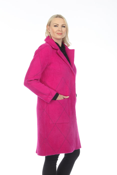 Joseph Ribkoff Quilted Fuzzy Knit Long Sleeve Coat 233951