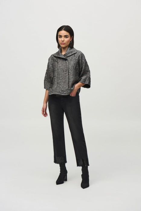 Joseph Ribkoff Pewter Textured Boxy Swing Jacket 244204