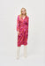 Joseph Ribkoff Style 243182 Pink/Multi Geometric Print Satin Midi Wrap Dress