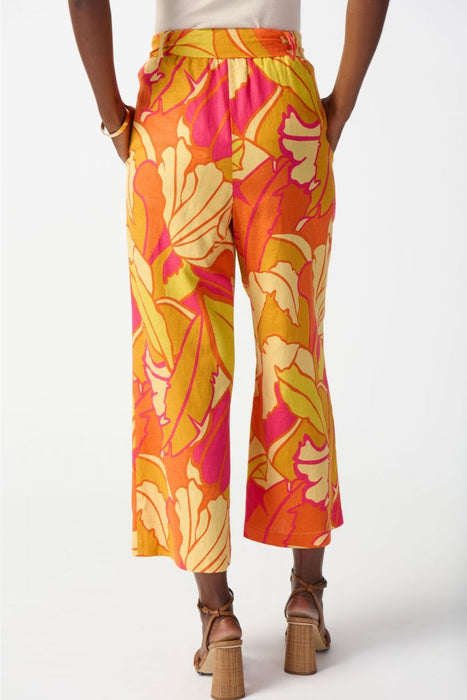 Joseph Ribkoff Pink/Multi Tropical Print Pull On Wide Leg Pants 242910