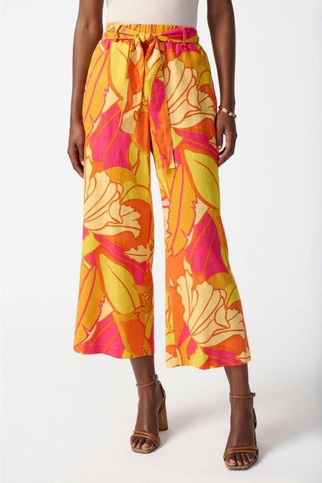 Joseph Ribkoff 242910 Pink/Multi Tropical Print Pull On Wide Leg Pants