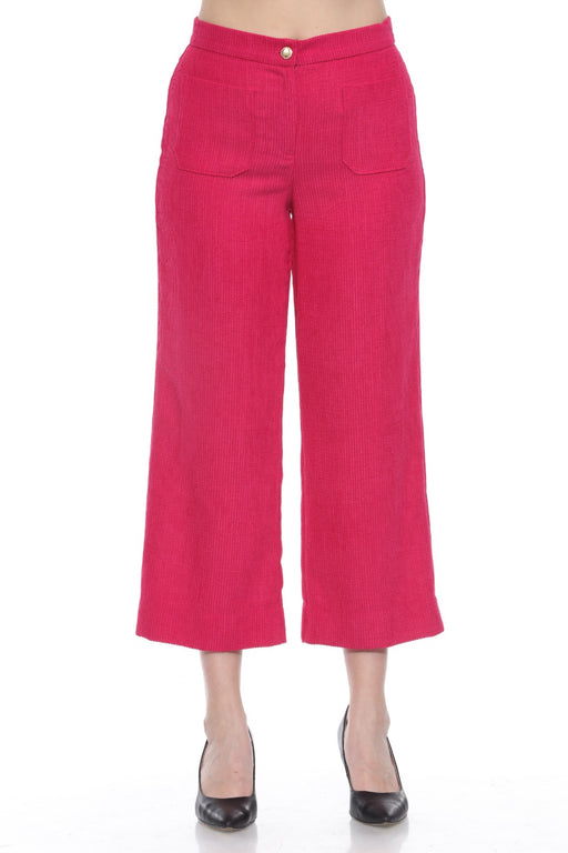 Joseph Ribkoff Style 243295 Pink Punch Corduroy Cropped Wide Leg Pants