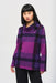 Joseph Ribkoff 243943 Empress/Mystic/Black Plaid Pattern Zipped Cowl Neck Sweater Top