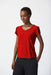 Joseph Ribkoff Style 241179 Radiant Red Short Tulip Sleeve V-Neck T-Shirt Top