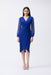 Joseph Ribkoff Style 243726 Royal Sapphire Beaded Puff Sleeve Wrap Front Sheath Dress