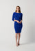 Joseph Ribkoff Style 234031 Royal Sapphire Ruched Boat Neck 3/4 Sleeve Sheath Dress