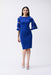 Joseph Ribkoff Style 243733 Royal Sapphire Mesh Insert Bell Sleeve Boat Neck Sheath Dress