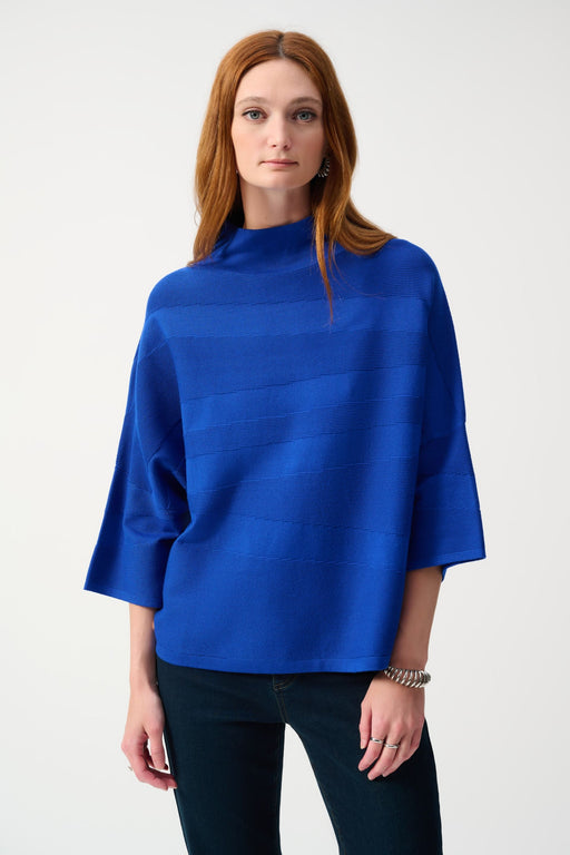 Joseph Ribkoff Style 243953 Royal Sapphire Mock Neck 3/4 Sleeve Boxy Sweater Top