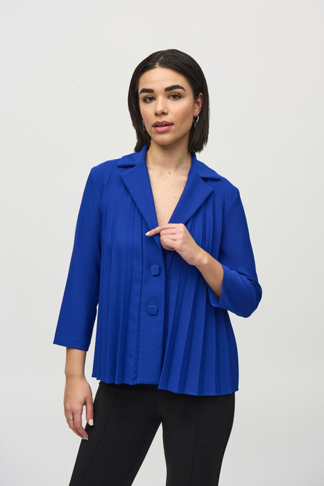 Joseph Ribkoff Style 244011 Royal Sapphire Pleated 3/4 Sleeve Trapeze Jacket