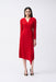 Joseph Ribkoff Style 243282 Lipstick Red Ruffled Long Sleeve Faux Wrap Midi Dress