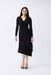 Joseph Ribkoff Style 243282 Black Ruffled Long Sleeve Faux Wrap Midi Dress