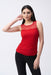 Joseph Ribkoff 243104 Lipstick Red Ruched Mesh Sleeveless Tank Top