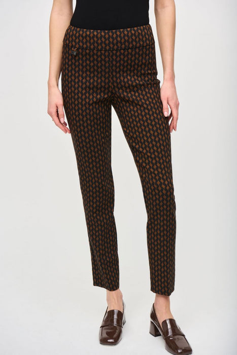 Joseph Ribkoff Style 243306 Rust/Black Retro Two-Tone Pull On Slim Ankle Pants